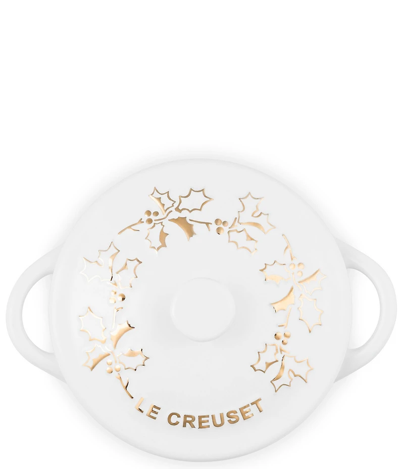 Le Creuset Holly Collection Gold Applique Mini Round Cocotte, 8 oz