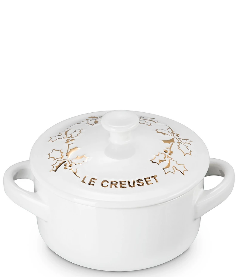 Le Creuset Holly Collection Gold Applique Mini Round Cocotte, 8 oz