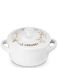 Le Creuset Holly Collection Gold Applique Mini Round Cocotte, 8 oz