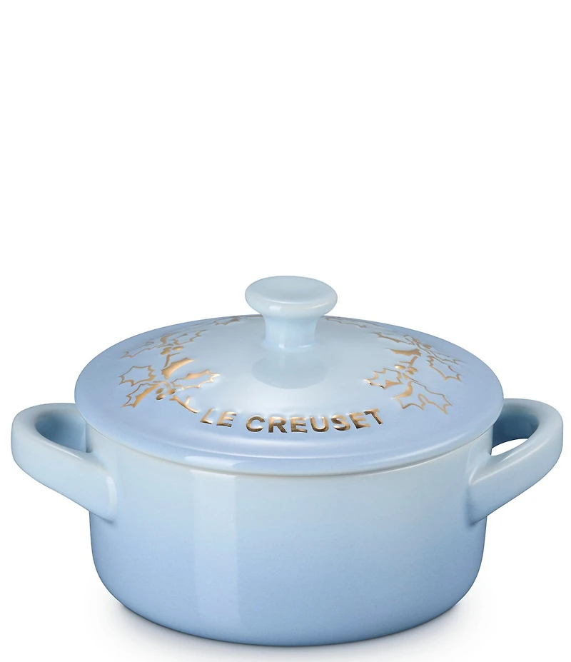 Le Creuset Holly Collection Gold Applique Mini Round Cocotte, 8 oz
