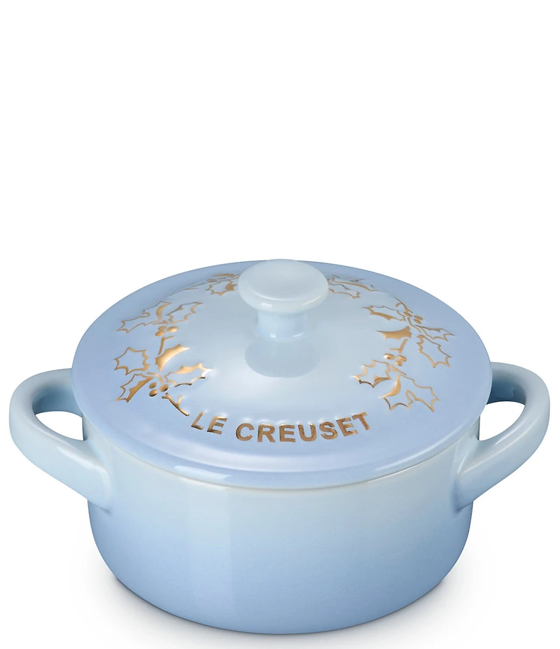 Le Creuset Holly Collection Gold Applique Mini Round Cocotte, 8 oz