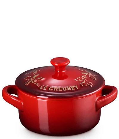 Le Creuset Holly Collection Gold Applique Mini Round Cocotte, 8 oz