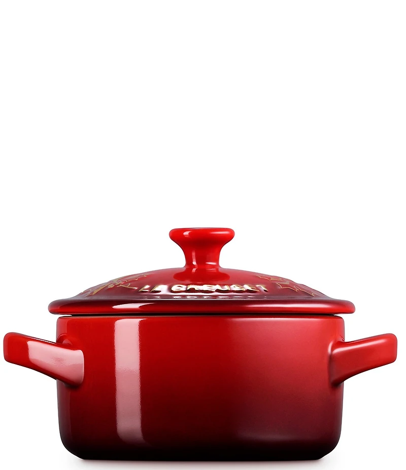 Le Creuset Holly Collection Gold Applique Mini Round Cocotte, 8 oz
