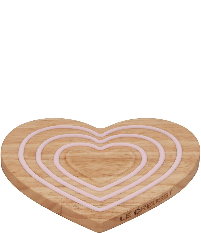 Le Creuset Magnetic Wooden Trivet Heart Pink Silicone