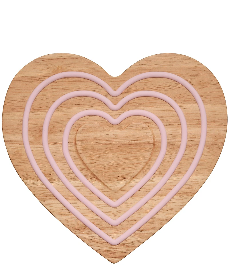 Le Creuset Magnetic Wooden Trivet Heart Pink Silicone