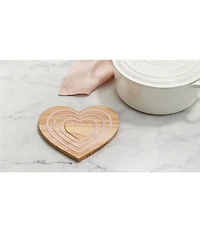 Le Creuset Magnetic Wooden Trivet Heart Pink Silicone