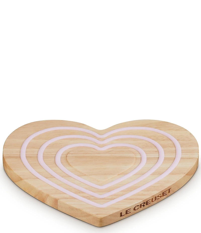 Le Creuset Magnetic Wooden Pink Silicone Heart Trivet