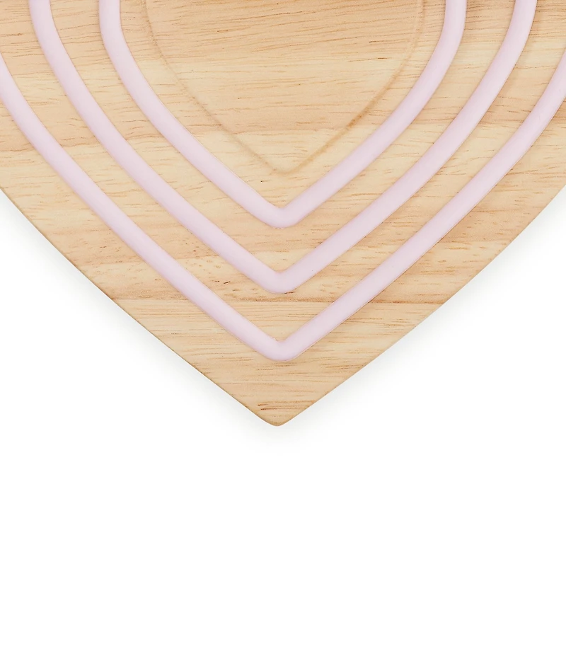 Le Creuset Magnetic Wooden Pink Silicone Heart Trivet
