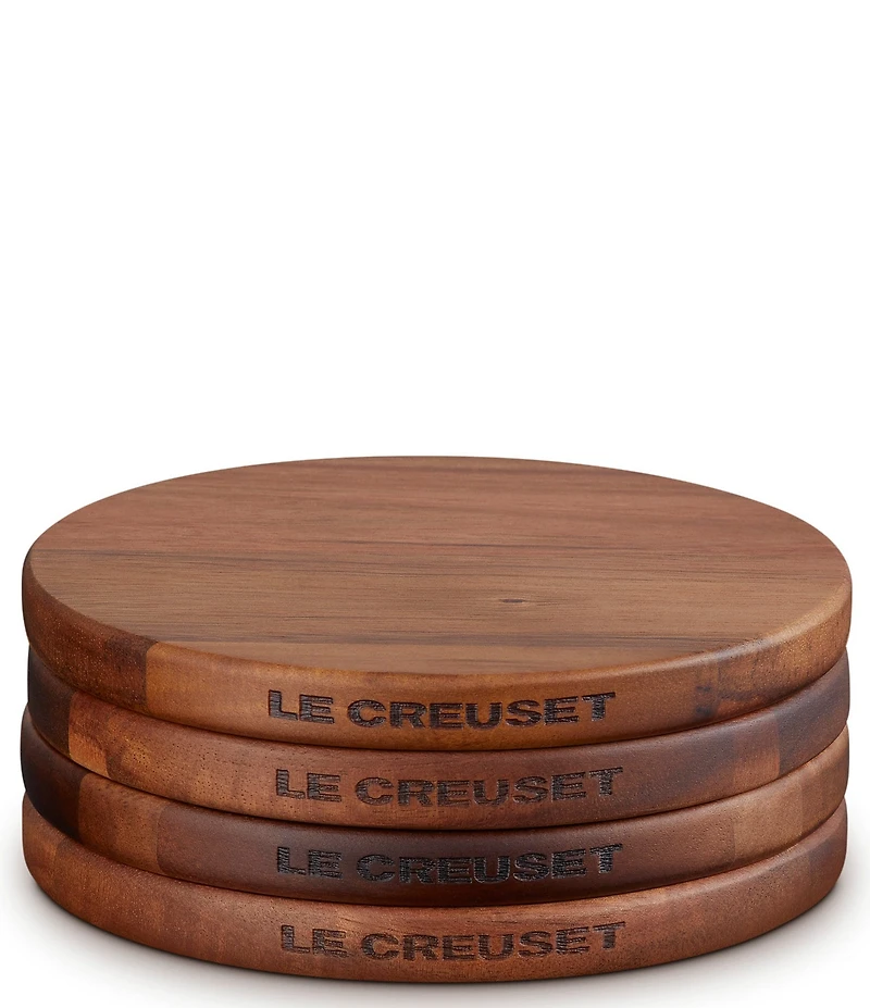 Le Creuset Set of 4 Magentic Round Wooden Trivets
