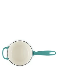 Le Creuset Signature 1.75-Quart Enameled Cast Iron Saucepan with Light Gold Knob - Peche