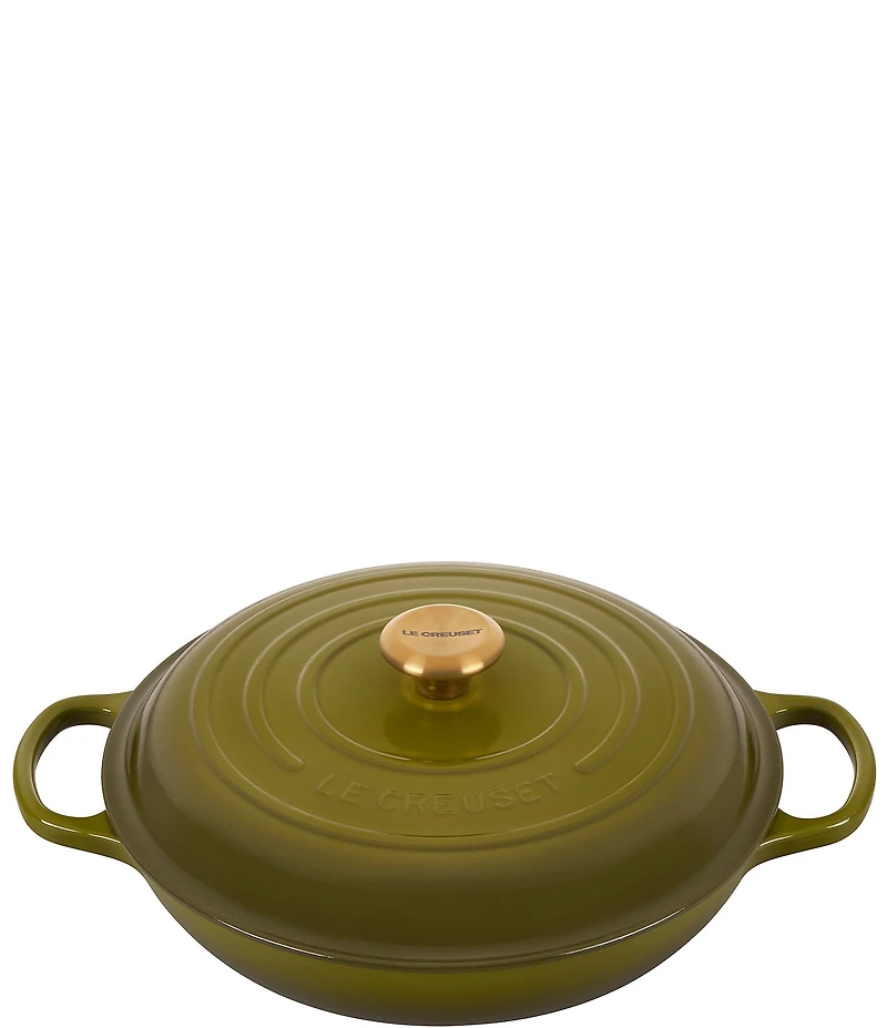Le Creuset Signature 3.5-Quart Enameled Cast Iron Braiser with Gold Stainless Steel Knob