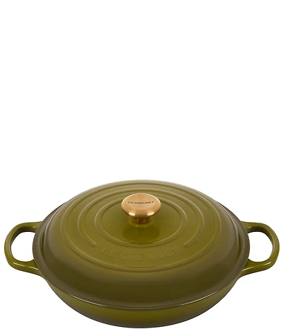 Le Creuset Signature 3.5-Quart Enameled Cast Iron Braiser with Gold Stainless Steel Knob