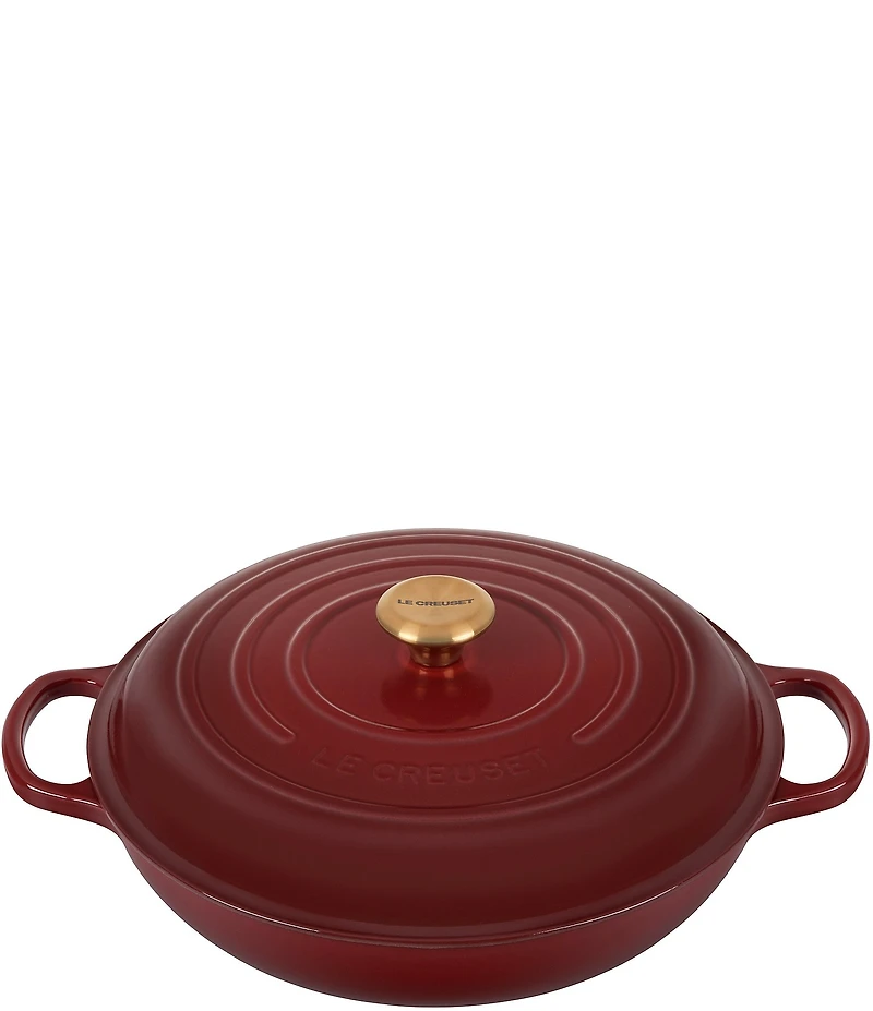Le Creuset Signature 5-Qt. Enameled Cast Iron Braiser with Gold Stainless Steel Knob - Rhone