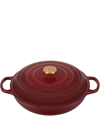 Le Creuset Signature 5-Qt. Enameled Cast Iron Braiser with Gold Stainless Steel Knob - Rhone