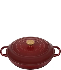 Le Creuset Signature 5-Qt. Enameled Cast Iron Braiser with Gold Stainless Steel Knob - Rhone