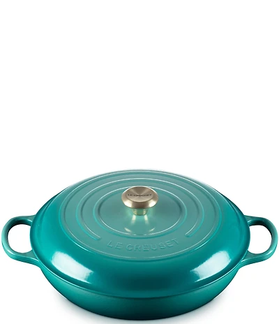 Le Creuset Signature 5-Qt. Enameled Cast Iron Braiser with Gold Stainless Steel Knob - Rhone