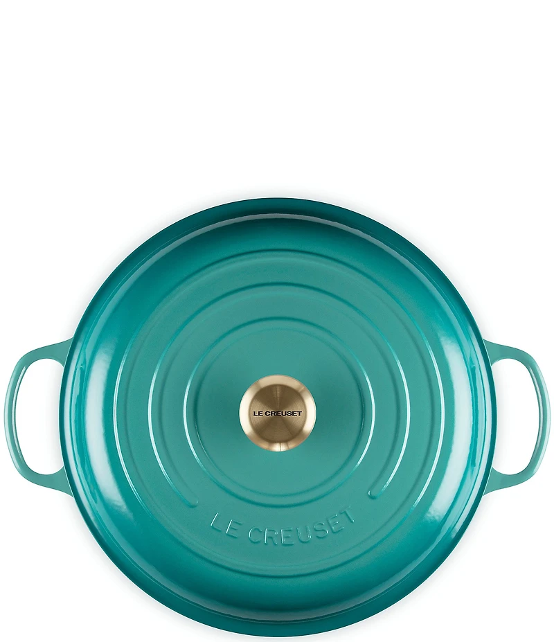 Le Creuset Signature 5-Qt. Enameled Cast Iron Braiser with Gold Stainless Steel Knob - Rhone