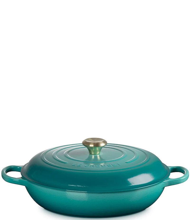 Le Creuset Signature 5-Qt. Enameled Cast Iron Braiser with Gold Stainless Steel Knob - Rhone