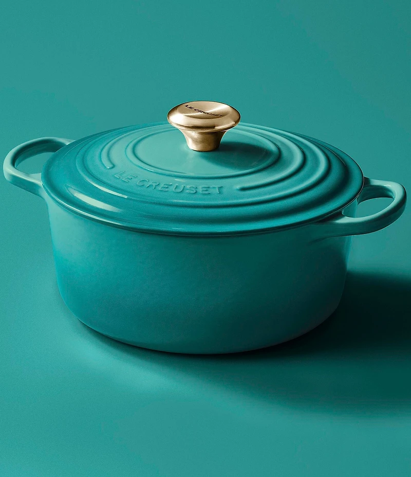 Le Creuset Signature Gold Knob Round Enameled Cast Iron Dutch Oven, 5.5 Qt.