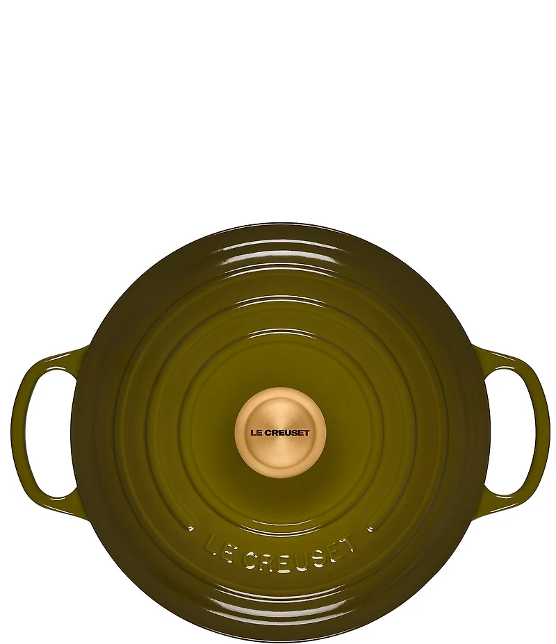 Le Creuset Signature -Quart Round Enameled Cast Iron Dutch Oven with Gold Stainless Steel Knob