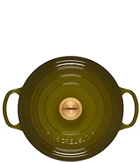 Le Creuset Signature -Quart Round Enameled Cast Iron Dutch Oven with Gold Stainless Steel Knob