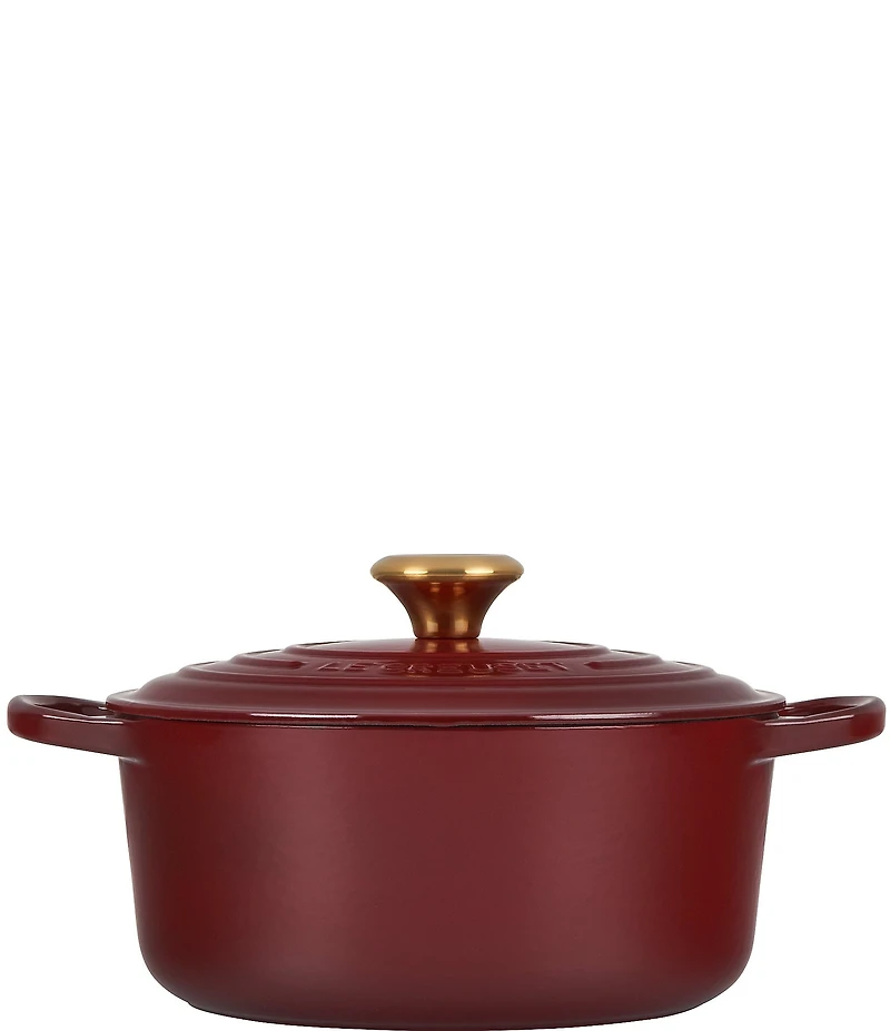 Le Creuset Signature -Quart Round Enameled Cast Iron Dutch Oven with Gold Stainless Steel Knob