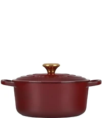 Le Creuset Signature -Quart Round Enameled Cast Iron Dutch Oven with Gold Stainless Steel Knob