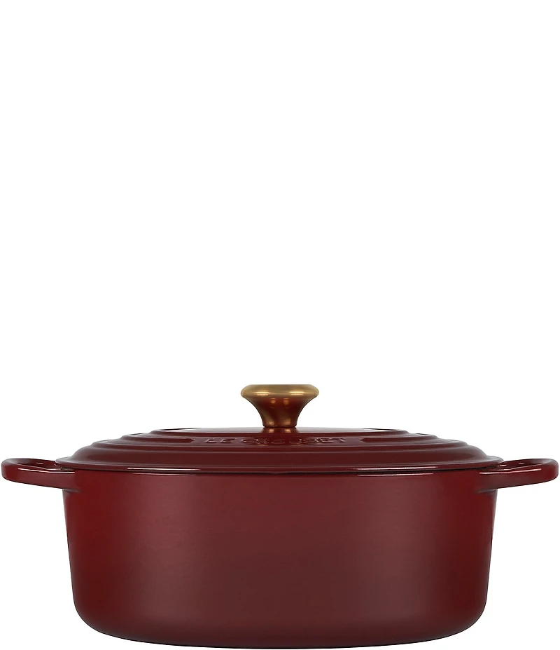 Le Creuset Signature 6.75-Quart Oval Enameled Cast Iron Dutch Oven with Gold Stainless Steel Knob
