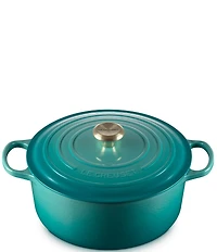 Le Creuset Signature 7.25-Quart Round Enameled Cast Iron Dutch Oven with Gold Stainless Steel Knob