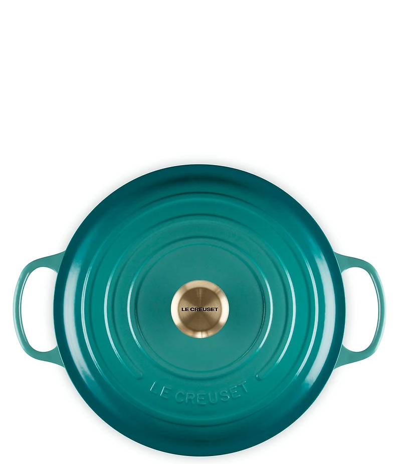 Le Creuset Signature 7.25-Quart Round Enameled Cast Iron Dutch Oven with Gold Stainless Steel Knob