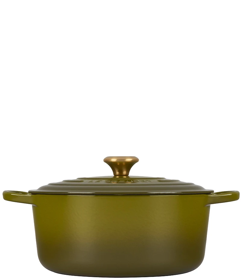 Le Creuset Signature 7.25-Quart Round Enameled Cast Iron Dutch Oven with Gold Stainless Steel Knob