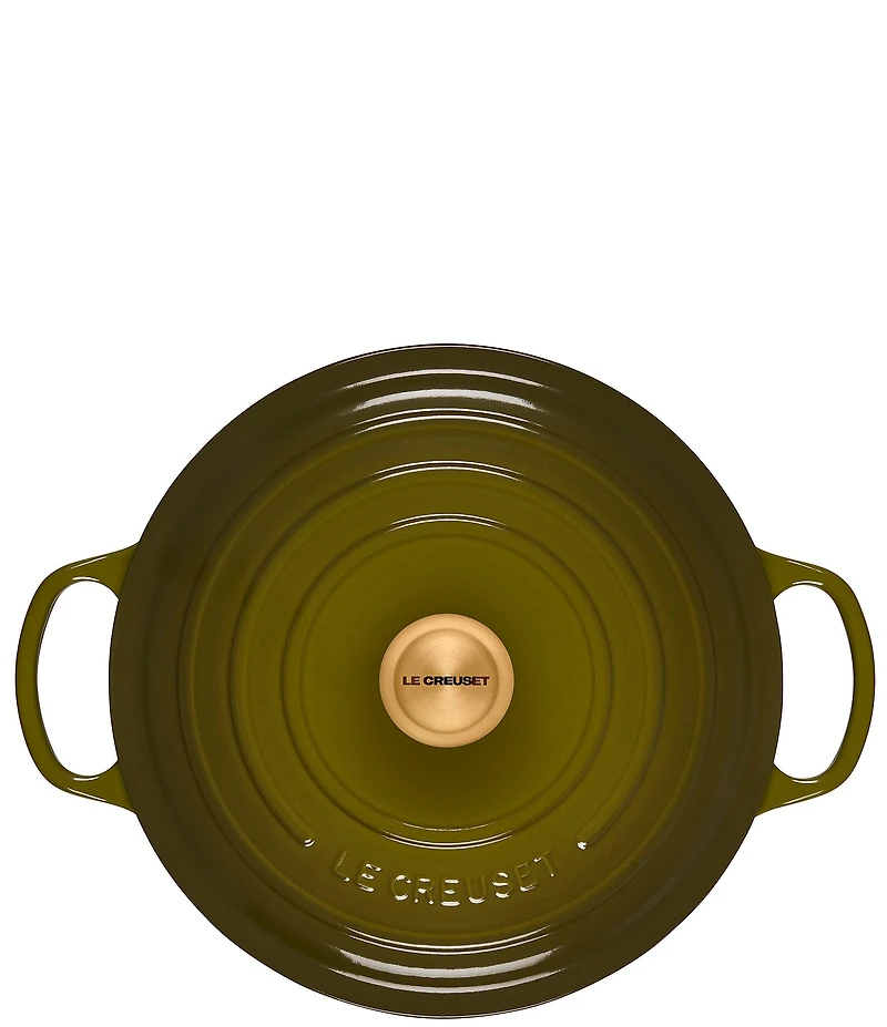 Le Creuset Signature 7.25-Quart Round Enameled Cast Iron Dutch Oven with Gold Stainless Steel Knob