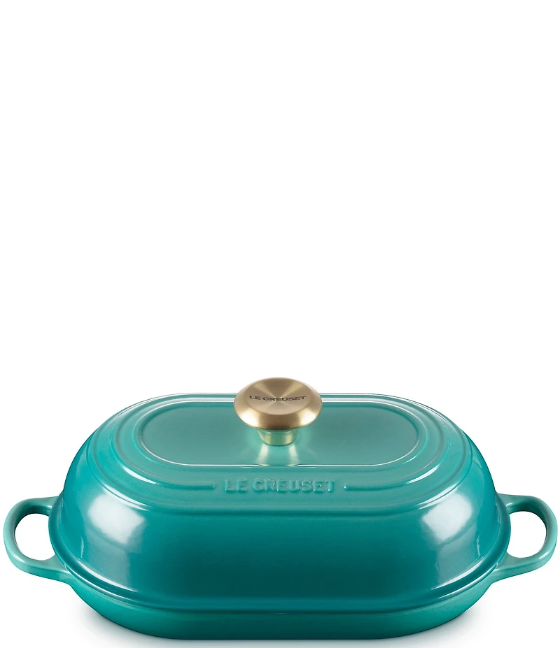 Le Creuset Signature Cast Iron Oval Bread Oven with Gold Knob, 11.5#double;