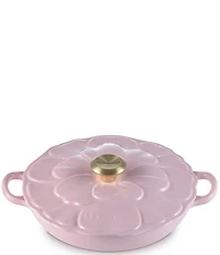 Le Creuset Signature Enameled Cast Iron White with Gold Knob Petal Braiser, 2.25qt.