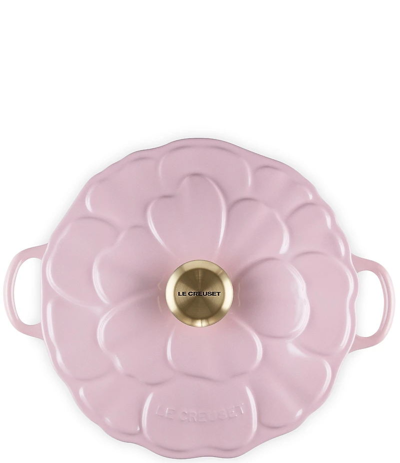 Le Creuset Signature Enameled Cast Iron White with Gold Knob Petal Braiser, 2.25qt.