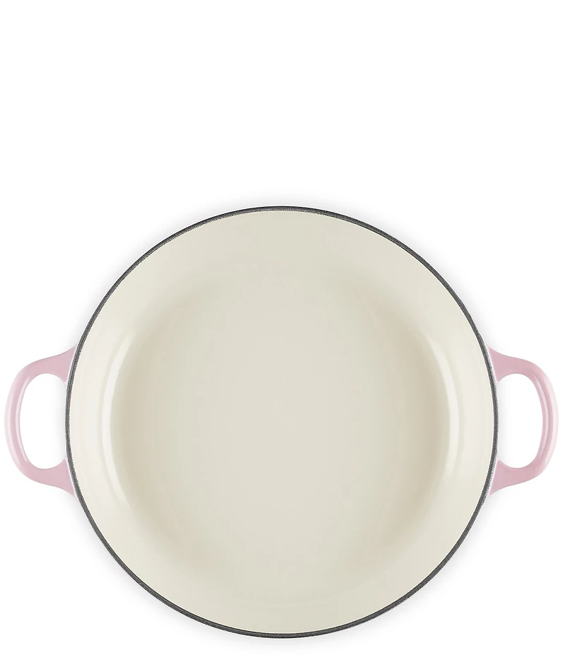 Le Creuset Signature Enameled Cast Iron White with Gold Knob Petal Braiser, 2.25qt.