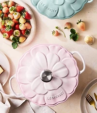 Le Creuset Signature Enameled Cast Iron White with Gold Knob Petal Braiser, 2.25qt.