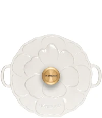 Le Creuset Signature Enameled Cast Iron White with Gold Knob Petal Braiser, 2.25qt.