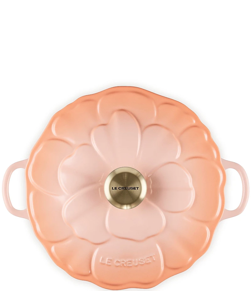 Le Creuset Signature Enameled Cast Iron White with Gold Knob Petal Braiser, 2.25qt.