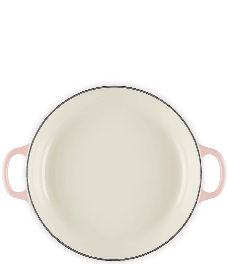Le Creuset Signature Enameled Cast Iron White with Gold Knob Petal Braiser, 2.25qt.