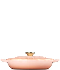 Le Creuset Signature Enameled Cast Iron White with Gold Knob Petal Braiser, 2.25qt.