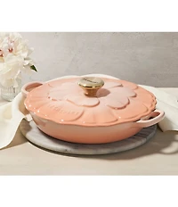 Le Creuset Signature Enameled Cast Iron White with Gold Knob Petal Braiser, 2.25qt.