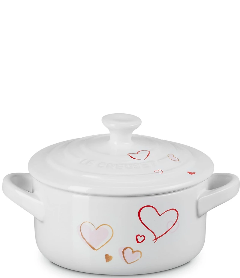 Le Creuset Stoneware Classic Round Mon Coneur Hearts Mini Cocotte, 8-oz.