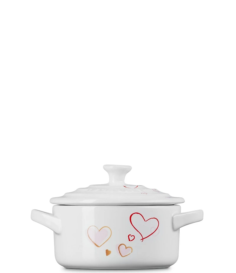 Le Creuset Stoneware Classic Round Mon Coneur Hearts Mini Cocotte, 8 oz.