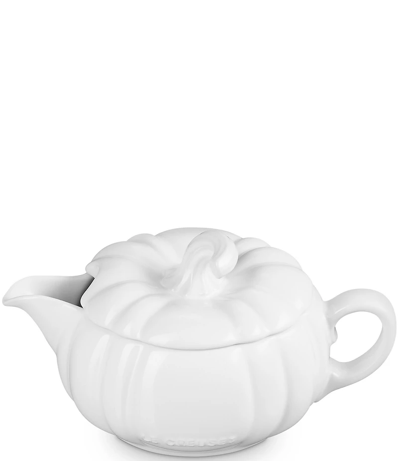 Le Creuset Stoneware Pumpkin Gravy Boat with Lid, 14 oz.