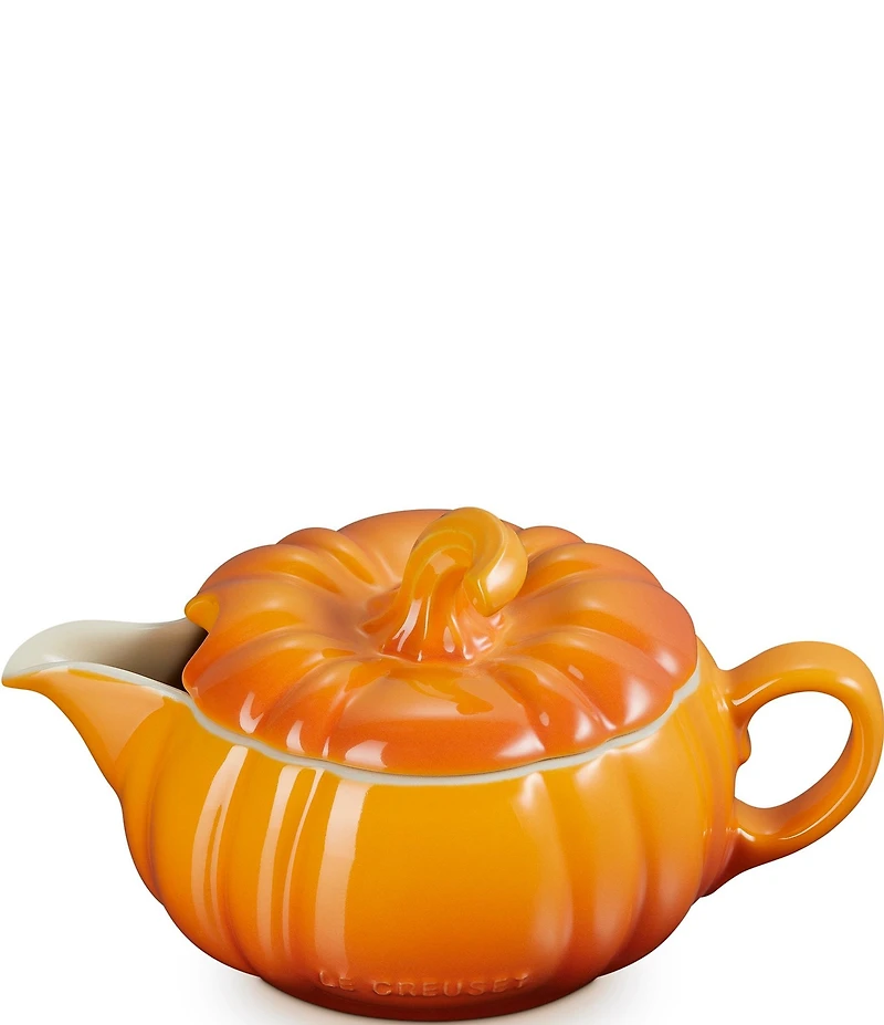 Le Creuset Stoneware Pumpkin Gravy Boat with Lid, 14 oz.