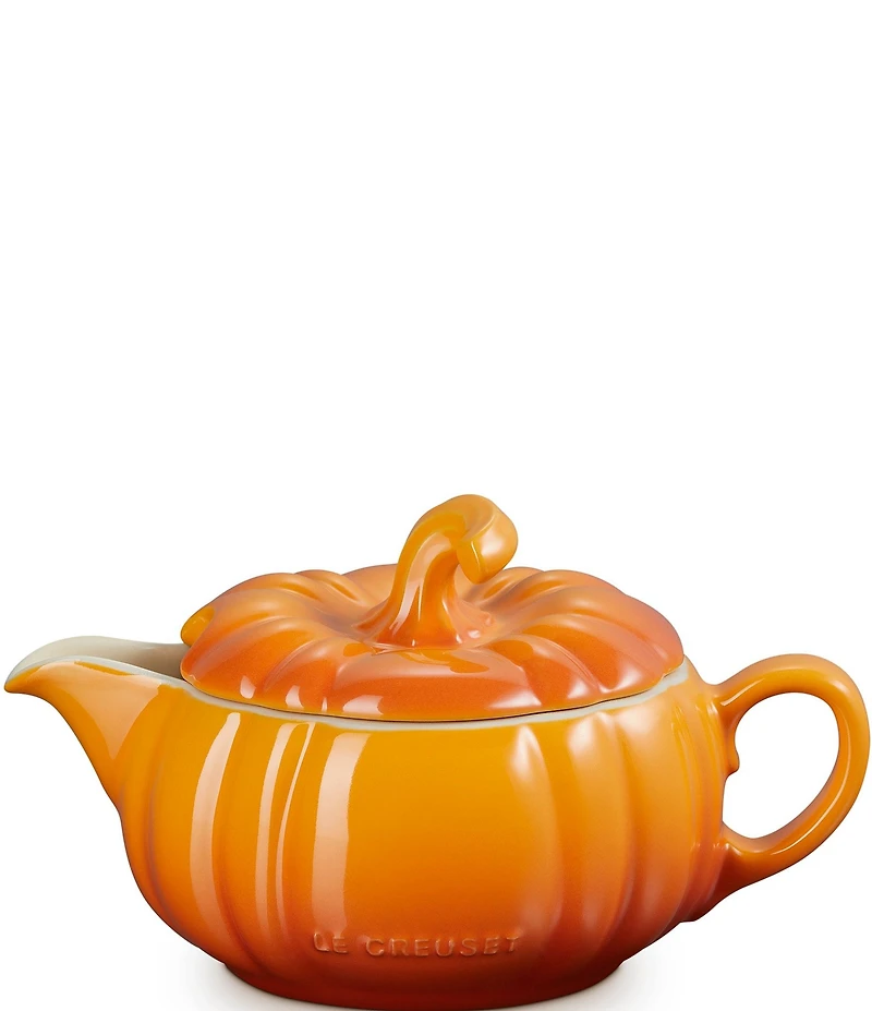 Le Creuset Stoneware Pumpkin Gravy Boat with Lid, 14 oz.