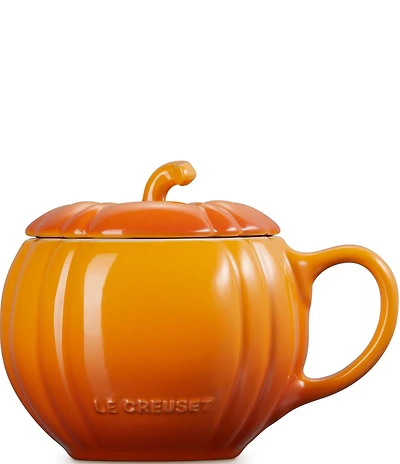 Le Creuset Stoneware Pumpkin Novelty Mug with Lid, 14-oz.