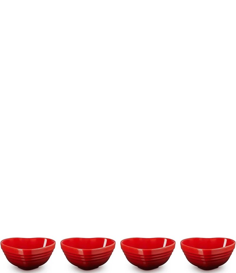 Le Creuset Stoneware Set Of 4 Heart Mini Bowl