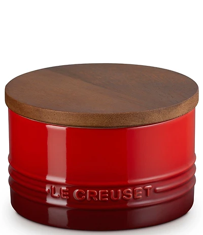 Le Creuset Stoneware Signature Salt Cellar with Wood Lid, 7-oz.